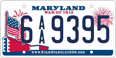 MD license plate 6AA9395