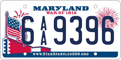 MD license plate 6AA9396