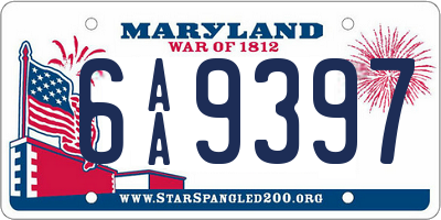 MD license plate 6AA9397