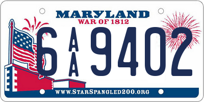 MD license plate 6AA9402