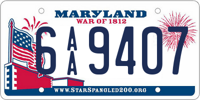 MD license plate 6AA9407