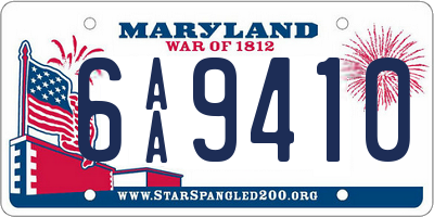 MD license plate 6AA9410