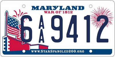 MD license plate 6AA9412