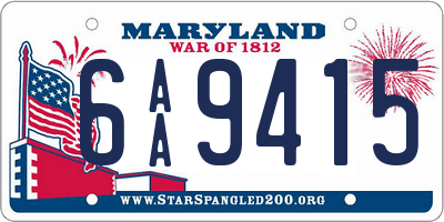 MD license plate 6AA9415