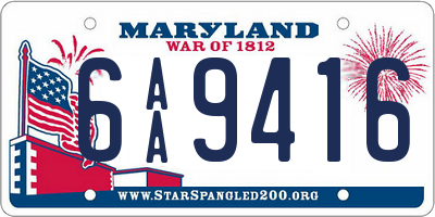 MD license plate 6AA9416