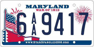 MD license plate 6AA9417