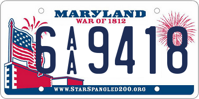 MD license plate 6AA9418