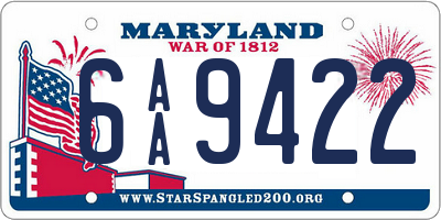 MD license plate 6AA9422