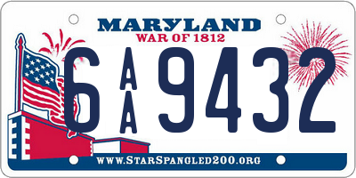 MD license plate 6AA9432