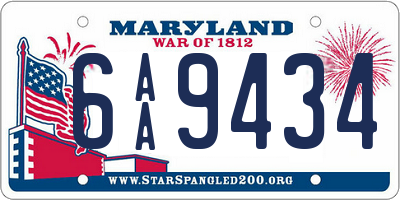 MD license plate 6AA9434