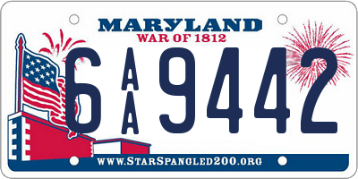 MD license plate 6AA9442