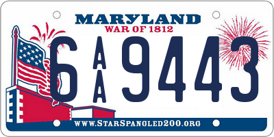 MD license plate 6AA9443