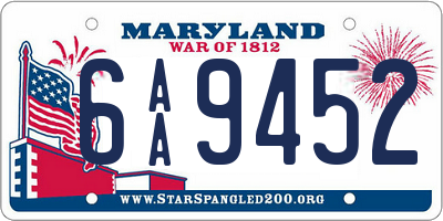 MD license plate 6AA9452