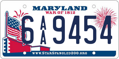 MD license plate 6AA9454