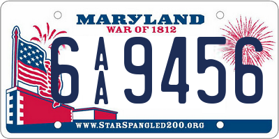 MD license plate 6AA9456