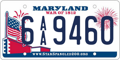 MD license plate 6AA9460