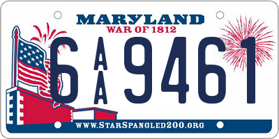 MD license plate 6AA9461