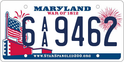 MD license plate 6AA9462