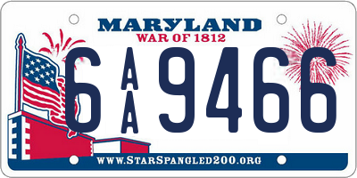 MD license plate 6AA9466