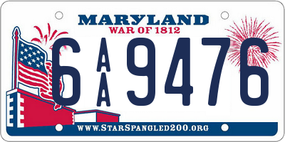 MD license plate 6AA9476