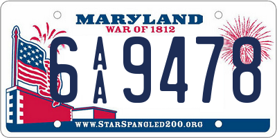 MD license plate 6AA9478