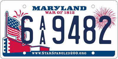 MD license plate 6AA9482