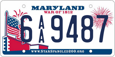 MD license plate 6AA9487