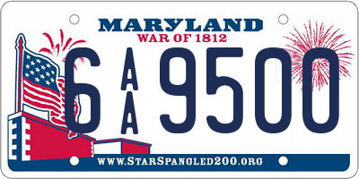 MD license plate 6AA9500