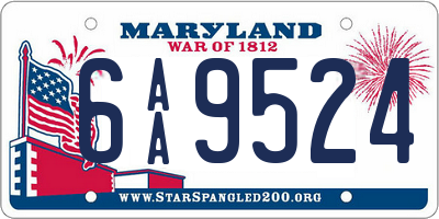 MD license plate 6AA9524