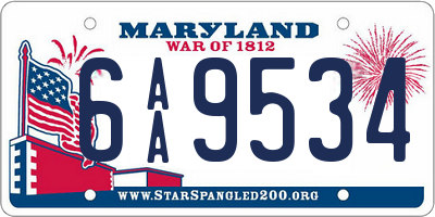 MD license plate 6AA9534