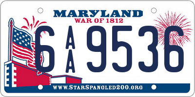 MD license plate 6AA9536