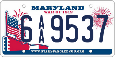 MD license plate 6AA9537