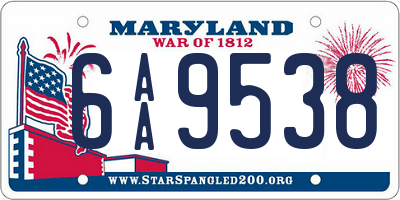 MD license plate 6AA9538