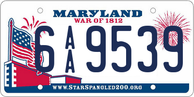 MD license plate 6AA9539