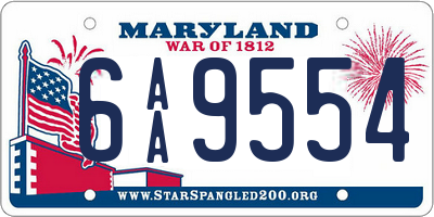 MD license plate 6AA9554