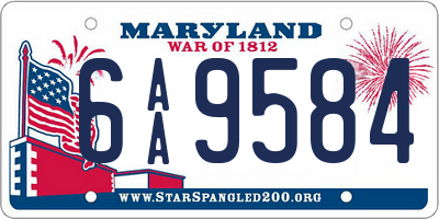 MD license plate 6AA9584