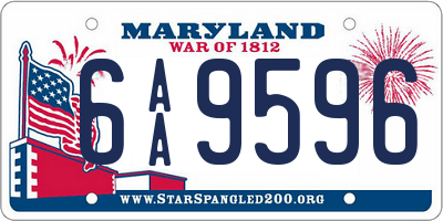 MD license plate 6AA9596