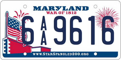 MD license plate 6AA9616