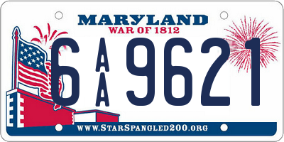 MD license plate 6AA9621