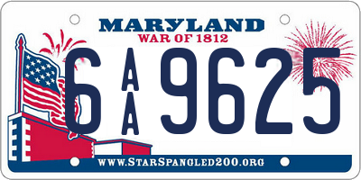 MD license plate 6AA9625