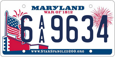 MD license plate 6AA9634