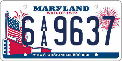 MD license plate 6AA9637