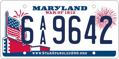 MD license plate 6AA9642