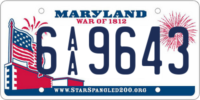 MD license plate 6AA9643