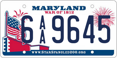 MD license plate 6AA9645