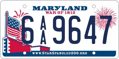 MD license plate 6AA9647