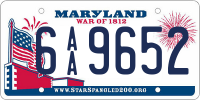 MD license plate 6AA9652