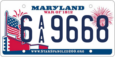 MD license plate 6AA9668