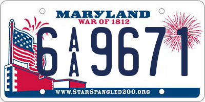 MD license plate 6AA9671