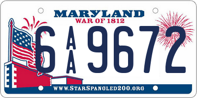 MD license plate 6AA9672